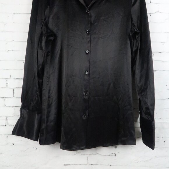 ZARA BLACK LONG SLEEVE BUTTON DOWN TOP SIZE MEDIUM NWT - Picture 8 of 10
